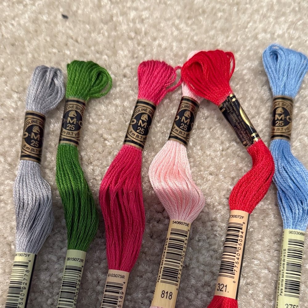 DMC Embroidery Floss Assortment - Pink, Red, Green, Blue, Gray - Picture 3 of 3